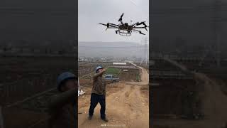 How to give electrical overhead line connection by drone#shorts