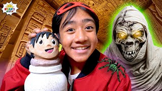 Ryan Escapes the Mummy's Lair! Pretend Play Superhero Trials!