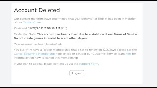 My roblox account got deleted