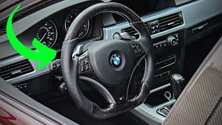 Custom Carbon Fiber Steering Wheel Install! - BMW E90/E92 3-Series