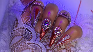 CARDI B NAILS | The Queen Of Bling Nail art | on acrylic nails