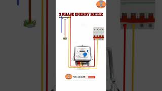 3 PHASE ENERGY METER House wiring connection diagram #shorts #wiring #electricalvideos #tips