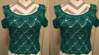 HERMOSA BLUSA VERDE -- TEJIDAS A CROCHET