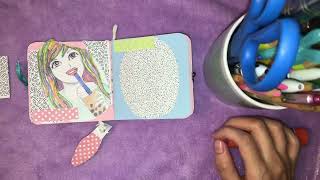 Tiny Journal With Homemade Stickers, Boba Theme🧋Soft ASMR Recycling Crafter