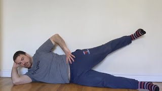 Side-Lying Hip Abduction Isometric Hold (on wall) - Side leg/glute raise iso