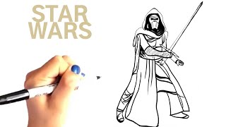 KYLO REN With His Mask On ~ How To Draw EASY! Step-by-step Tutorial On Ben Solo From STAR WARS