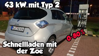 So schnell lädt die Renault Zoe Q210 beim Schnellladen - Ladekurve