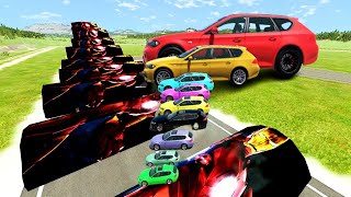 Big Small cars vs speed bumps Iron Man 🐲 - BeamNG.Drive