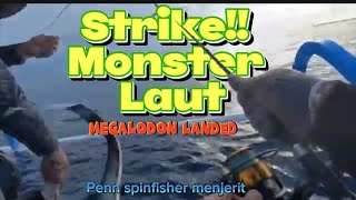 MENAKUTKAN !!! STRIKE HIU MEGALODON !! UJI KEKUATAN REEL DAN ROD  || REEL MENJERIT || ROD PENN 😭😭😭😭