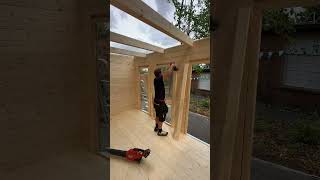 Fitting door architraves on a 4x3 log cabin #gardenroom #logcabins #tinyhome #tinyhouse