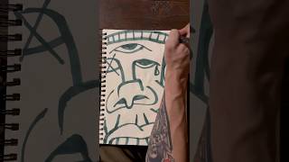 Daily Faces Challenge: Day 254/365 - Bold Prismacolor Marker Drawing | Art Process Timelapse #shorts