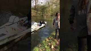 Kind People in boat slowed down so they could rescue Oaks tennis ball for her￼ #gratitude #￼oxford