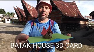 Batak house. Lake Toba, North Sumatra, Indonesia. 3D card