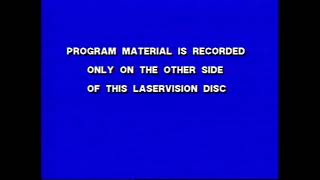 Program Material is Recorded Only on the Other Side of This Laservision Disc