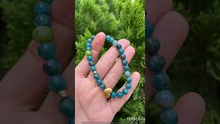 Apatite and Canada Jade Bracelet with 14K Gold Filled Heart