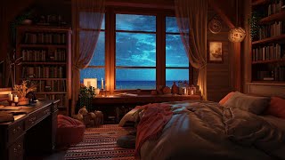 Luxurious Room Rain on Window with Ocean Soundsㅣ3 Hours Deep Sleep, Study, and Relax