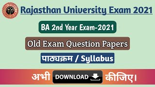 Rajasthan university ug second year exam | rajasthan university old exam papers | ru syllabus