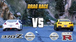 Nissan GTR R35 vs Nissan 370Z, Nissan GTR race | Drag Race (Virtual)