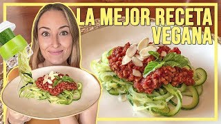 RECETA VEGANA FÁCIL y RICA 🥒ESPAGUETIS de ZAPALLO ITALIANO y BOLOÑESA VEGANA de SOJA con SPIRALIZER