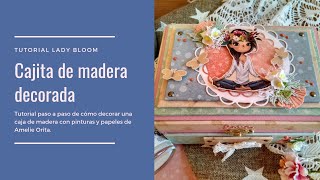 Cajita de madera decorada con pinturas y papeles de Amelie Prager