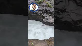 Tamhini Ghat Incident | Man Dives Into Waterfall In Pune, Swept Away By High Speed Water #awareness