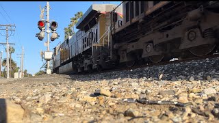 Union Pacific LOF66 past Olive Street RailroadCrossing, Ventura CA 3-26-24