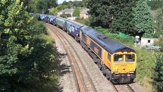 6 Freight Trains near Altrincham with 2 new Class 66 26th July 2024