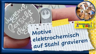 Making mit einer Prise Chemie: Elektrochemisch Motive auf Stahl gravieren