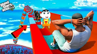 SHINCHAN AND FRANKLIN TRIED THE LONGEST WATER SLIDE HOLE FROM SKY CHALLENGE GTA 5 #2 (GTA 5 mods)