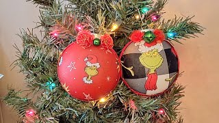 DIY Easy Grinch Ornaments