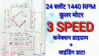 3 SPEED COOLER MOTOR CONNECTION  DIAGRAM WITH REWINDING DATA\ HINDI