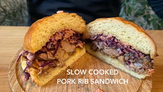 Slow Cooked Pork Rib Potato Bun Sandwich Recipe I Mark`s Midday Menu I Traditional, but not