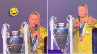 Erling Haaland sing a song for Manchester City fans!!🔵🎉😂