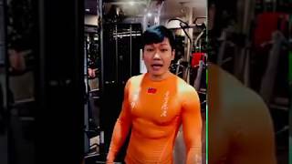 Young fit Asian shows you indoor gym workout #stopasainhate #stopAsianhate #AsianLivesMatter Asian