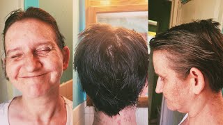 i helped my mom cut her hair (neither of us are professionals)