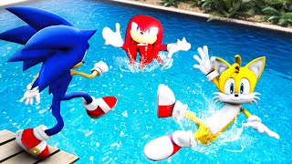 GTA 5 Water Ragdolls Sonic vs Tails vs Knuckles Jumps/Fails (Euphoria Physics) #2