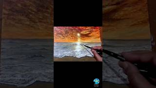 Easy Seascape Sunset Scenery Painting || Acrylic Painting #viral #trending #shorts