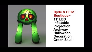 11' LED Skull Archway Inflatable Halloween Projection Decoration Green - Hyde & EEK! Boutique™