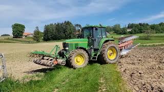 John Deere 7600 full powershift with 5 furrow plow, Switzerland  🇨🇭