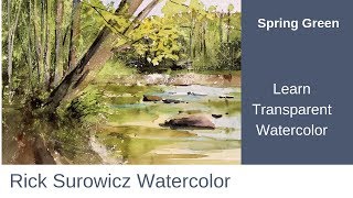 Watercolor Tutorial, "Spring Green"  Narrated step by step instructions