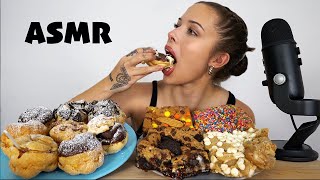 ASMR Eating Cream Puffs & HUGE Brownies! (whispered)