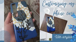 customizing/painting my phone case|aesthetic art|amna's art galore.