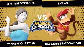 Bay State Beatdown 140 - tsm | gregorian (!!!) (Wii Fit) vs Dolan (Diddy Kong) - Winners Quarters