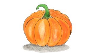 How to Draw Pumpkin Step by step (Very Easy)