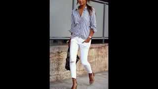 How to Style White Denim Jeans (Anytime B4 Memorial Day & After Labor Day) - Outfit idea Lookbook