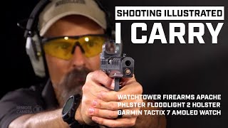 I Carry: Watchtower Firearms Apache 9 mm Double-Stack 1911 Pistol in a PHLster Floodlight 2 Holster.