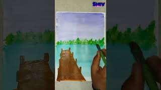 Beautiful scenery Painting with acrylic colour | nisarg chitra | निसर्ग चित्र #shorts