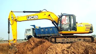 Jcb 205 Excavator Backhoe Loaded Field Mud | Tata 2518 Dump Truck | Ashok Leyland Truck| jcb video