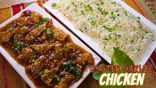 Oyster Garlic Chicken Gravy With Garlic Fried Rice | Restaurant Style Easy Chinese Gravy Recipe 🍛🥢