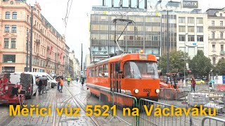 Měřící vůz 5521 na Václavském náměstí poprvé projel přes výhybky, 24.9.2024 | 8K HDR 60p